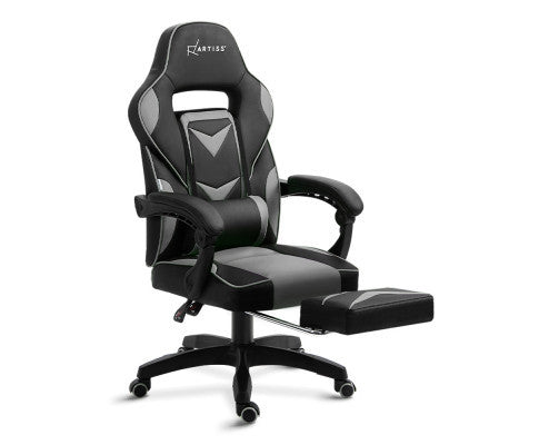 MATTHIAS OFFICE COMPUTER GAMING CHAIR WITH FOOTREST- BLACK & GREY