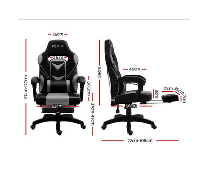 MATTHIAS OFFICE COMPUTER GAMING CHAIR WITH FOOTREST- BLACK & GREY