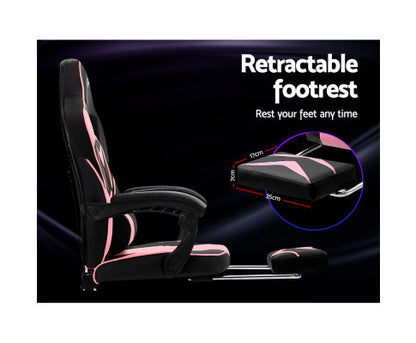 MATTHIAS OFFICE COMPUTER GAMING CHAIR WITH FOOTREST- BLACK & PINK