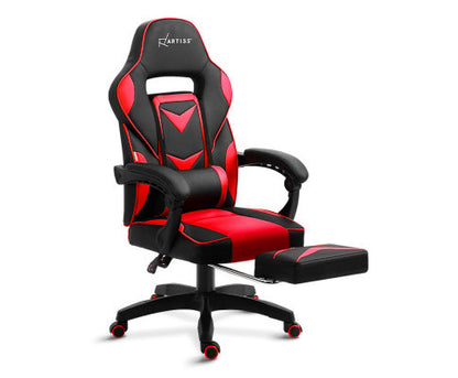 MATTHIAS OFFICE COMPUTER GAMING CHAIR WITH FOOTREST- BLACK & RED
