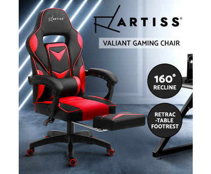 MATTHIAS OFFICE COMPUTER GAMING CHAIR WITH FOOTREST- BLACK & RED