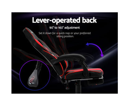 MATTHIAS OFFICE COMPUTER GAMING CHAIR WITH FOOTREST- BLACK & RED