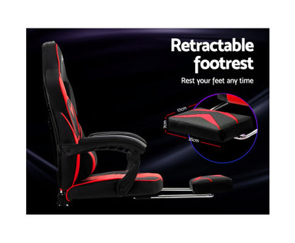 MATTHIAS OFFICE COMPUTER GAMING CHAIR WITH FOOTREST- BLACK & RED