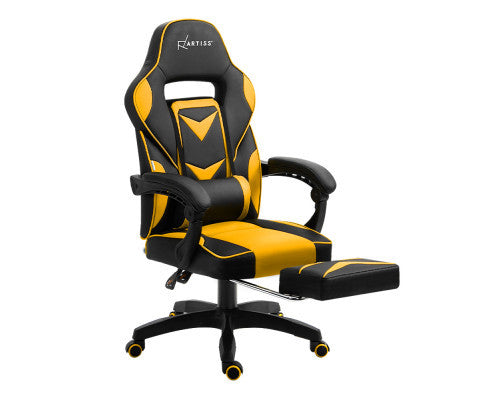 MATTHIAS OFFICE COMPUTER GAMING CHAIR WITH FOOTREST - BLACK & YELLOW