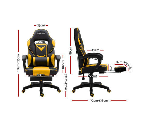MATTHIAS OFFICE COMPUTER GAMING CHAIR WITH FOOTREST - BLACK & YELLOW