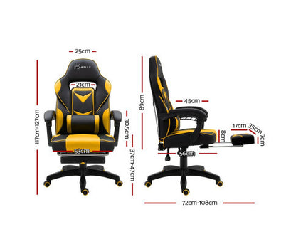 MATTHIAS OFFICE COMPUTER GAMING CHAIR WITH FOOTREST - BLACK & YELLOW