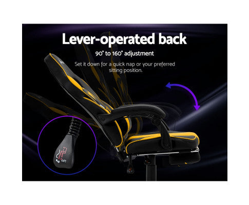 MATTHIAS OFFICE COMPUTER GAMING CHAIR WITH FOOTREST - BLACK & YELLOW