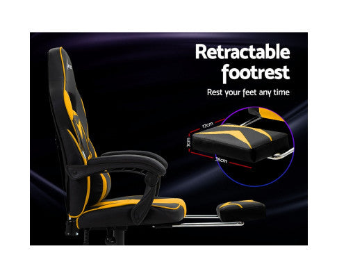 MATTHIAS OFFICE COMPUTER GAMING CHAIR WITH FOOTREST - BLACK & YELLOW