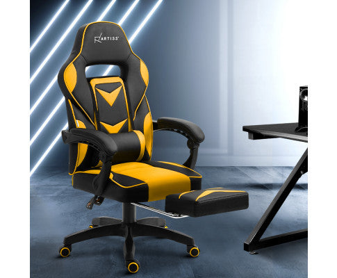 Matthias Office Computer Gaming Chair With Footrest - Black & Yellow