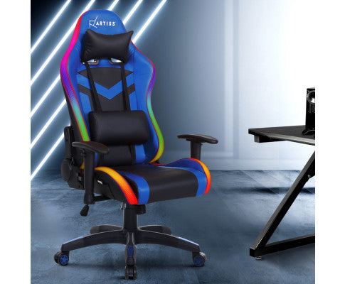 TEARNEY OFFICE COMPUTER CHAIR WITH LED LIGHTS - BLACK & BLUE