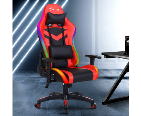 TEARNEY OFFICE COMPUTER CHAIR WITH LED LIGHTS - BLACK & RED