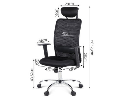 BECKHAM HIGH BACK OFFICE CHAIR - BLACK