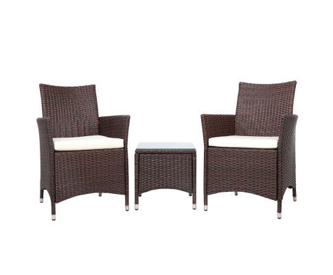 MALLORY 3 PIECE OUTDOOR WICKER LOUNGE SETTING - BROWN