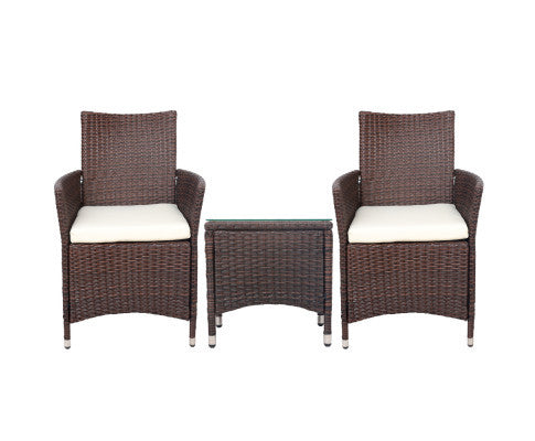 MALLORY 3 PIECE OUTDOOR WICKER LOUNGE SETTING - BROWN