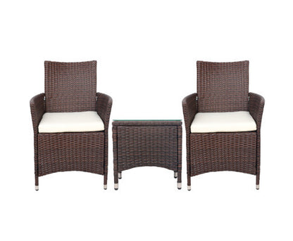 MALLORY 3 PIECE OUTDOOR WICKER LOUNGE SETTING - BROWN