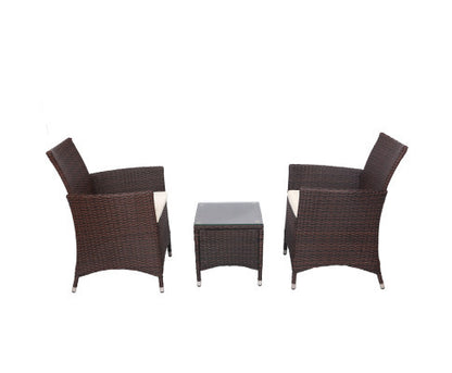 MALLORY 3 PIECE OUTDOOR WICKER LOUNGE SETTING - BROWN
