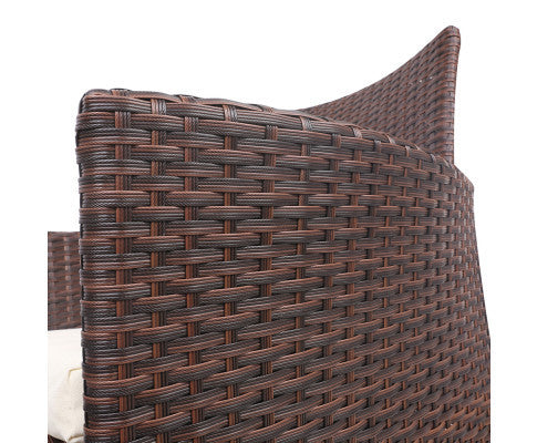 MALLORY 3 PIECE OUTDOOR WICKER LOUNGE SETTING - BROWN