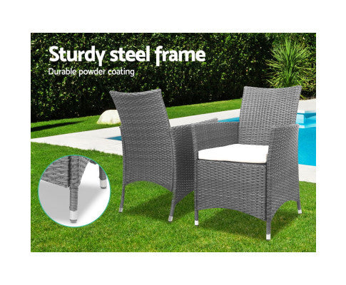 MALLORY 3 PIECE OUTDOOR WICKER LOUNGE SETTING - GREY