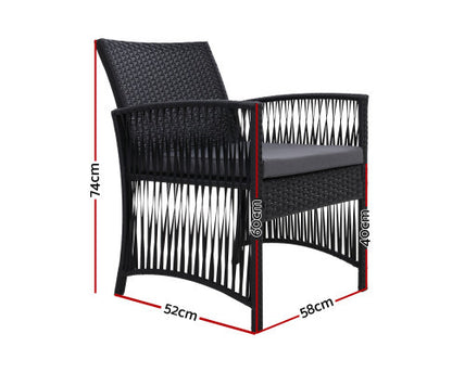 ALLEGRA (SET OF 2) OUTDOOR DINING CHAIR - BLACK