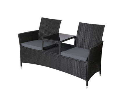 SHAIRA  OUTDOOR WICKER LOVESEAT - BLACK
