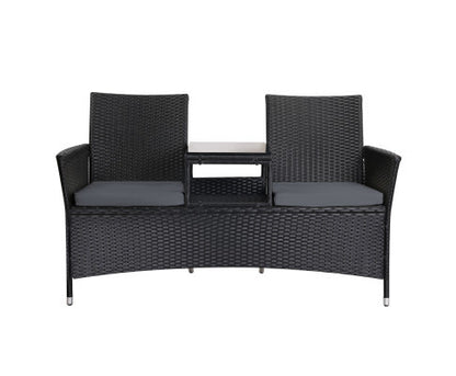 SHAIRA  OUTDOOR WICKER LOVESEAT - BLACK