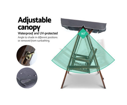 TAYLOR OUTDOOR WOODEN 2 SEATER CANOPY SWING CHAIR- CHARCOAL