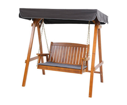 TAYLOR OUTDOOR WOODEN 2 SEATER CANOPY SWING CHAIR - TEAK