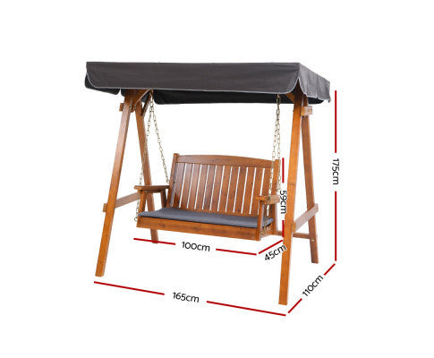 TAYLOR OUTDOOR WOODEN 2 SEATER CANOPY SWING CHAIR - TEAK