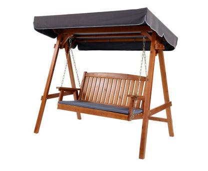 TAYLOR OUTDOOR WOODEN 3 SEATER CANOPY SWING CHAIR - TEAK
