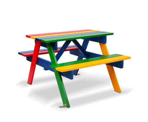 CAROLINE INDOOR/OUTDOOR KIDS WOODEN PICNIC SET - AS PICTURED