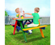 CAROLINE INDOOR/OUTDOOR KIDS WOODEN PICNIC SET - AS PICTURED