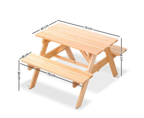 CAROLINE INDOOR/OUTDOOR KIDS WOODEN PICNIC SET - NATURAL