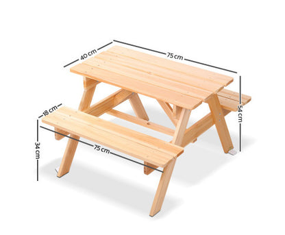 CAROLINE INDOOR/OUTDOOR KIDS WOODEN PICNIC SET - NATURAL