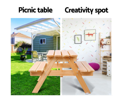 CAROLINE INDOOR/OUTDOOR KIDS WOODEN PICNIC SET - NATURAL