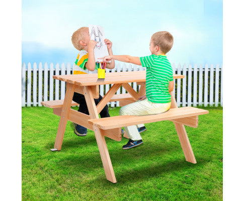 CAROLINE INDOOR/OUTDOOR KIDS WOODEN PICNIC SET - NATURAL