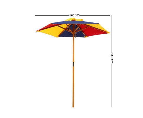 CAROLINE INDOOR/OUTDOOR KIDS WOODEN PICNIC SET WITH UMBRELLA - AS PICTURED