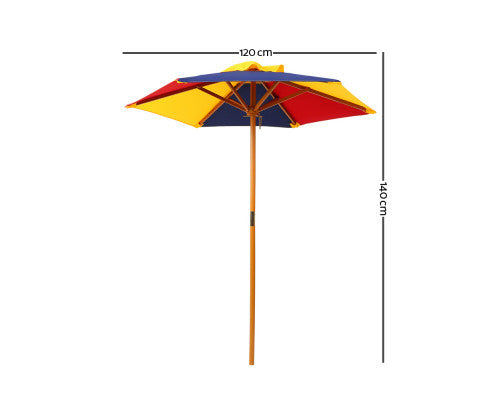 CAROLINE INDOOR/OUTDOOR KIDS WOODEN PICNIC SET WITH UMBRELLA - NATURAL