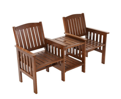 IANNA OUTDOOR WOODEN LOVESEAT - BROWN