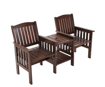 IANNA OUTDOOR WOODEN LOVESEAT - CHARCOAL