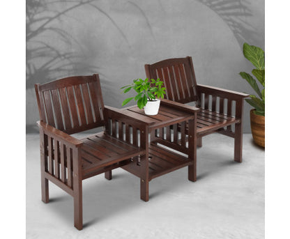 IANNA OUTDOOR WOODEN LOVESEAT - CHARCOAL