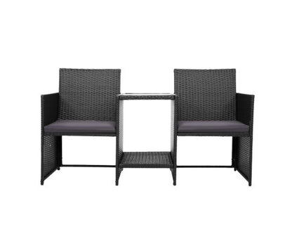 MYRTLE  OUTDOOR WICKER LOVESEAT - BLACK