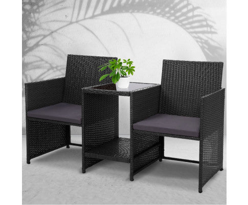 Myrtle Outdoor Wicker Loveseat - Black