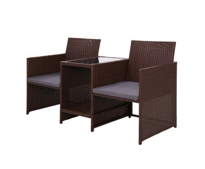 MYRTLE  OUTDOOR WICKER LOVESEAT - BROWN