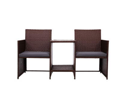 MYRTLE  OUTDOOR WICKER LOVESEAT - BROWN