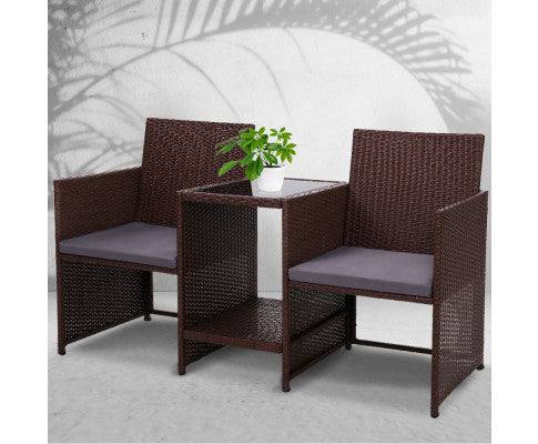 MYRTLE  OUTDOOR WICKER LOVESEAT - BROWN