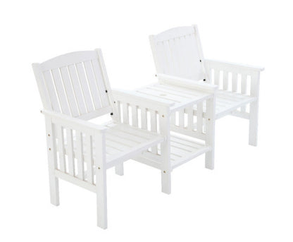 IANNA OUTDOOR WOODEN LOVESEAT - WHITE