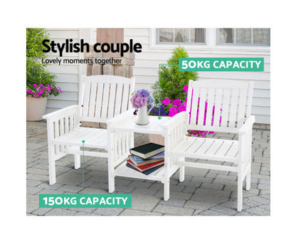 IANNA OUTDOOR WOODEN LOVESEAT - WHITE