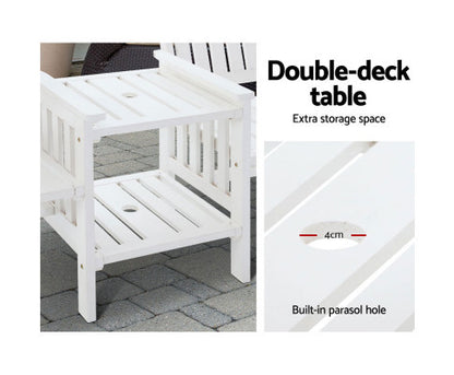 IANNA OUTDOOR WOODEN LOVESEAT - WHITE