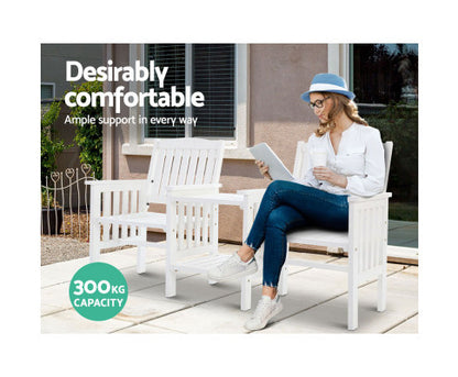 IANNA OUTDOOR WOODEN LOVESEAT - WHITE