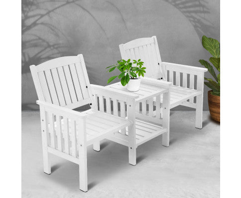 IANNA OUTDOOR WOODEN LOVESEAT - WHITE